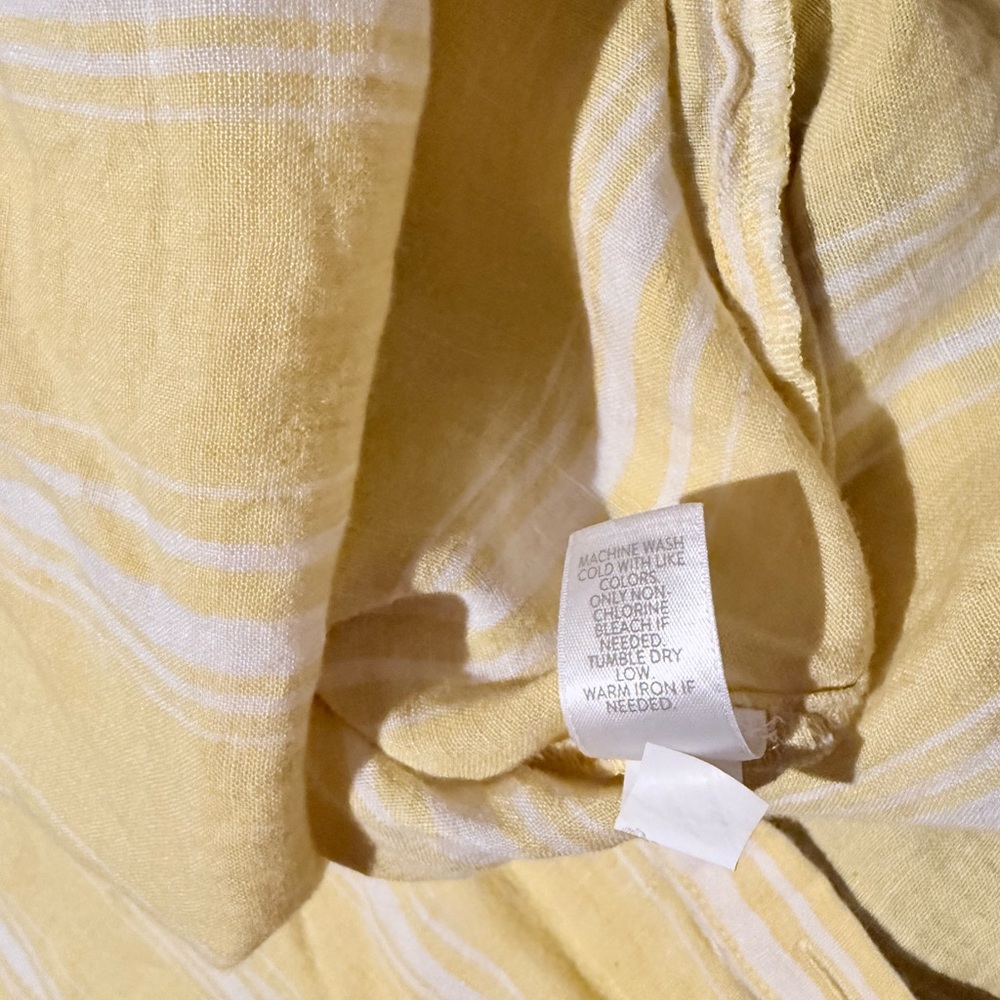 J. Jill Yellow and White Striped Button-Down Linen Top - Picture 6 of 6